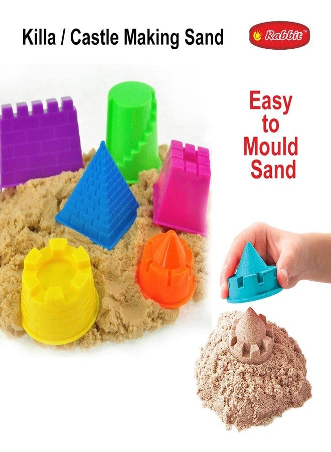 Rabbit Magic Flow 1KG Play Sand Bucket for Kids - Includes 20 Fun Moulds, Roller & Cutter | Soft, Mess-Free Sand for Creative Play & Sensory Fun | Age 5+ (Pink-Blue) - Image 4
